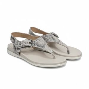 Sofft Neutral Snake-Print T-Strap Thong Sandals